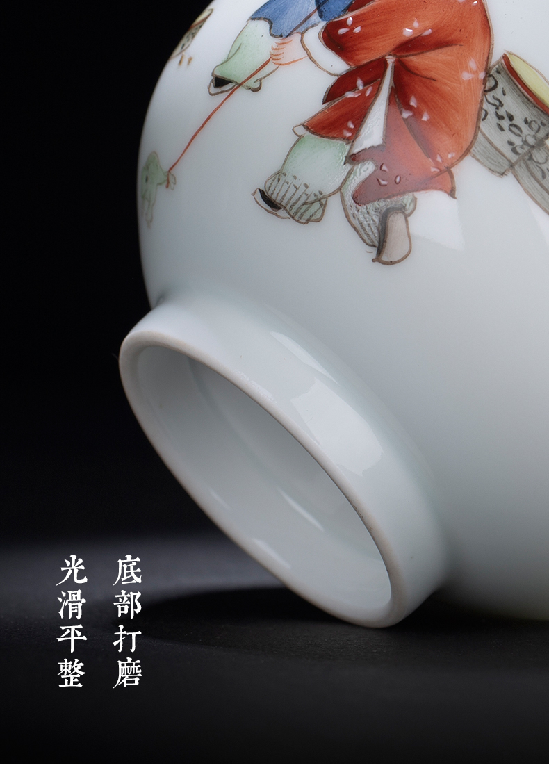 Clock kung fu tea house up with jingdezhen manual hand - made master tong qu large sample tea cup cup pu 'er meditation cup