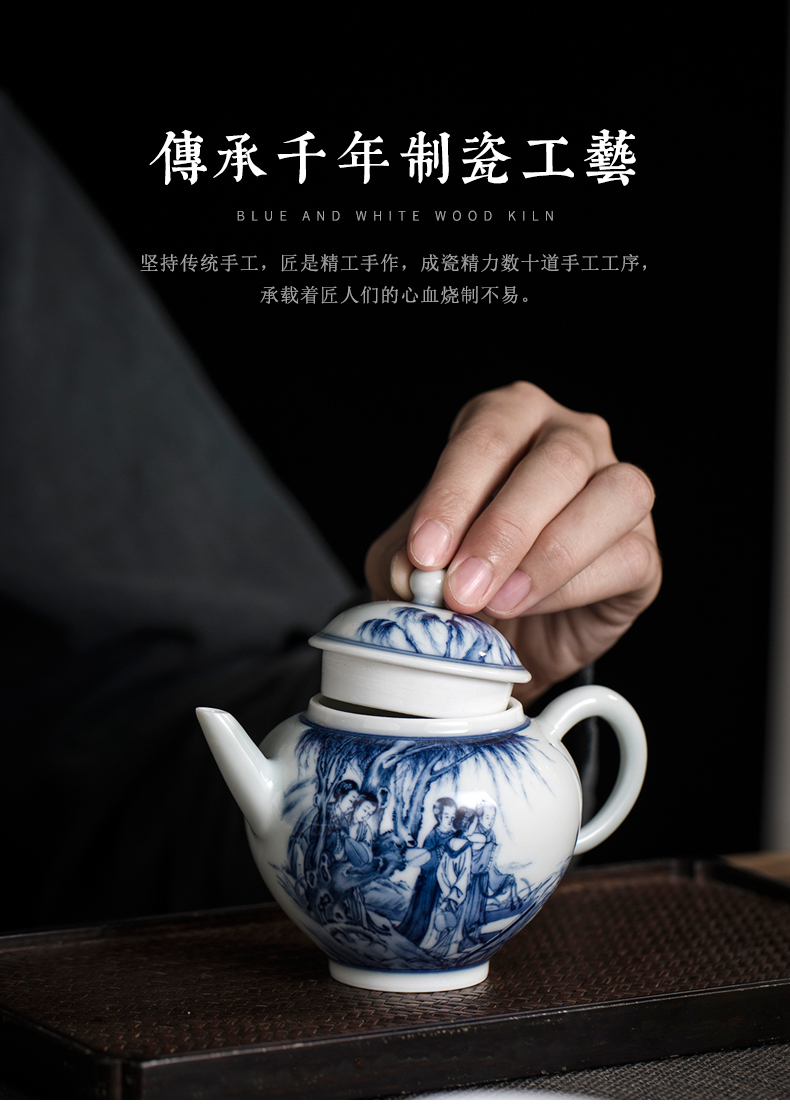 Clock home up household porcelain jingdezhen ceramic teapot hand - drawn characters maintain little teapot kunfu tea CiHu single pot