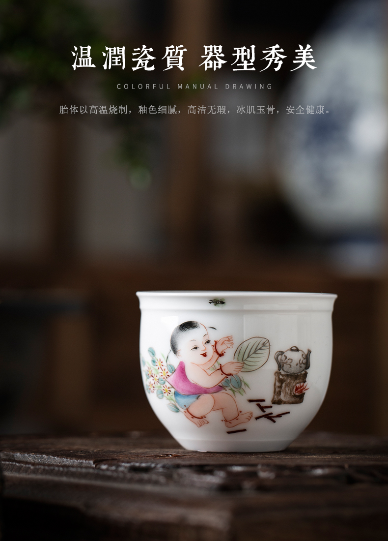 Clock home up jingdezhen manual hand - made pastel character cup masters cup kung fu tea set personal single cup sample tea cup