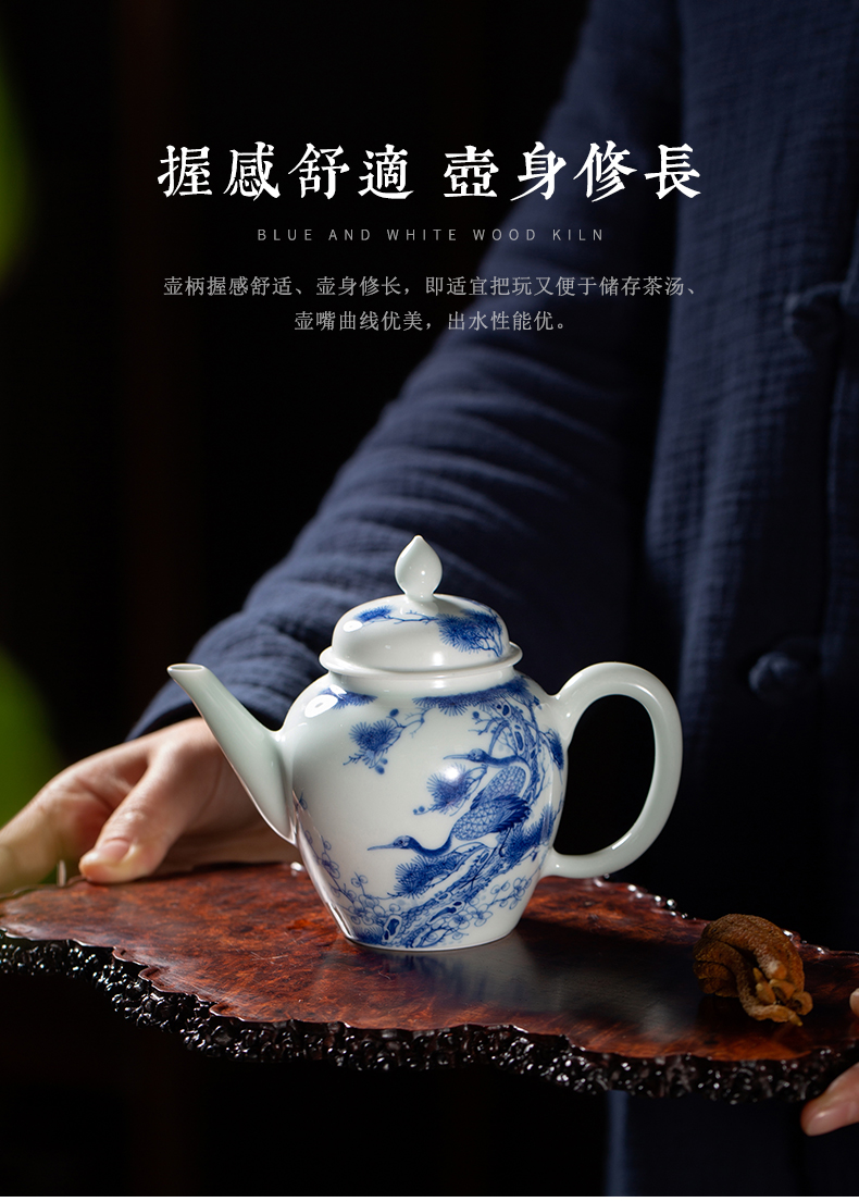 Clock home up jingdezhen porcelain ceramic teapot maintain single pot teapot kunfu tea teapot set loose crane, live