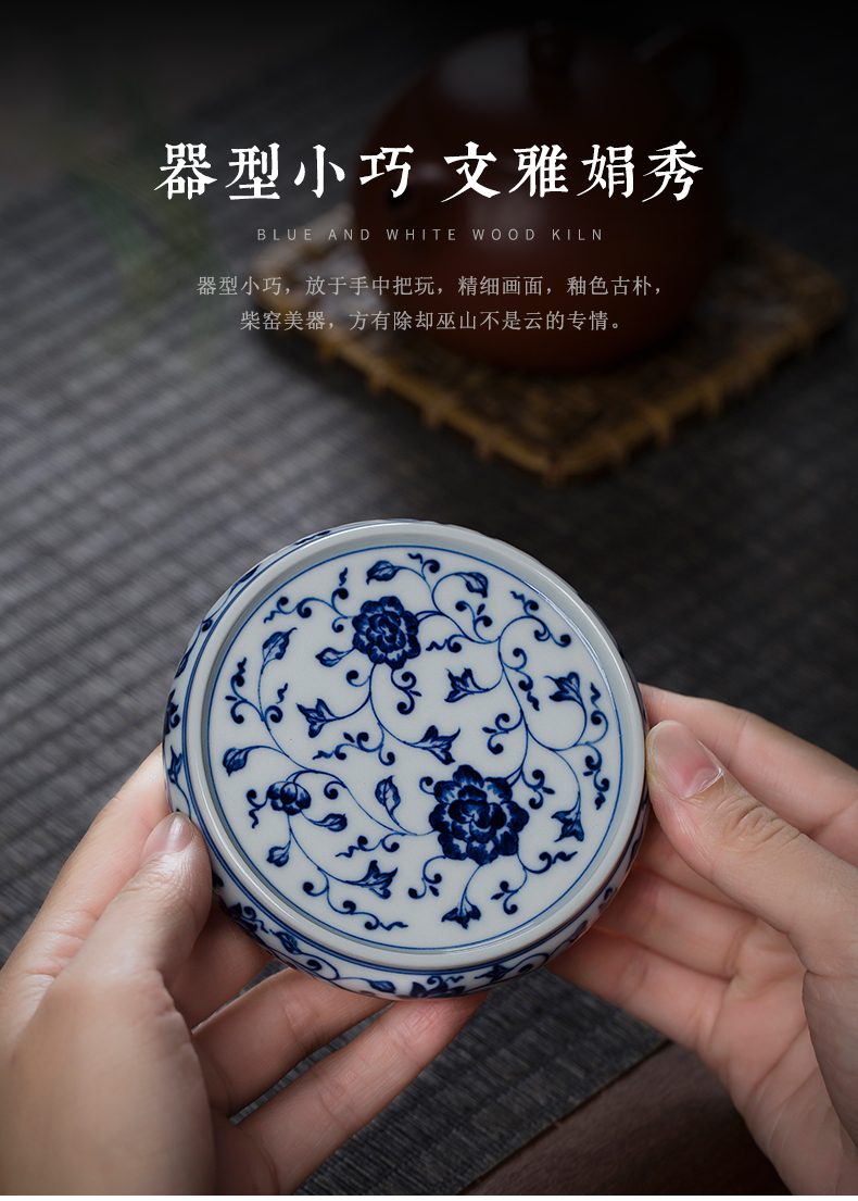 Clock home up jingdezhen blue and white maintain bound branch lines lid cover rear hand - made it tea value the cover cap