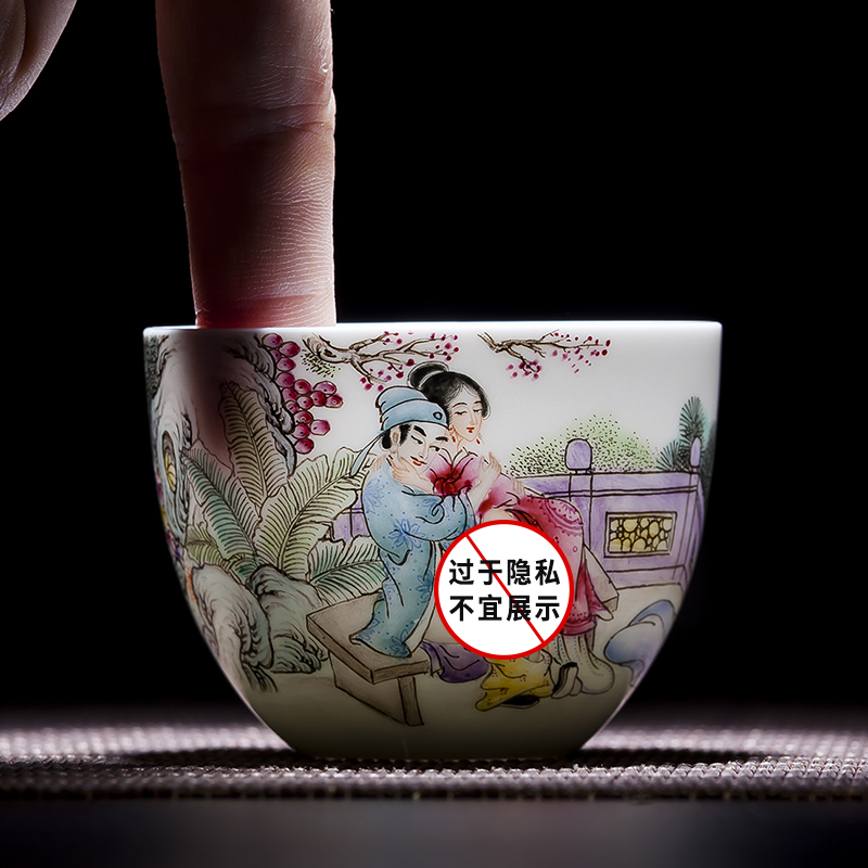 Jingdezhen ceramic sample tea cup hand - drawn characters noggin powder enamel craft master cup single CPU personal kung fu tea set