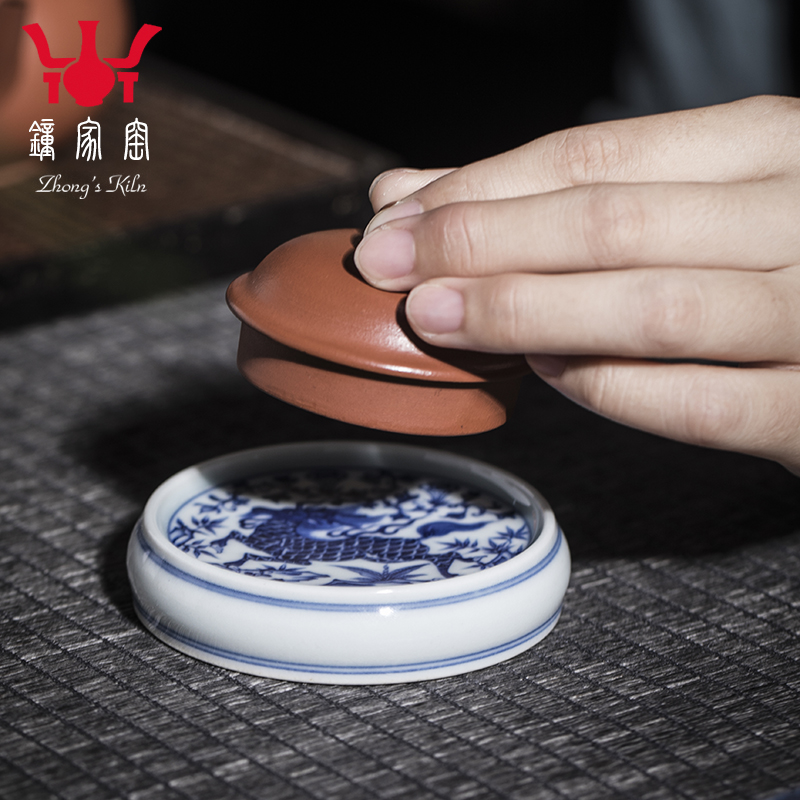 Clock home up ceramic maintain cover place jingdezhen blue and white lid hand - made cover kung fu tea accessories are it