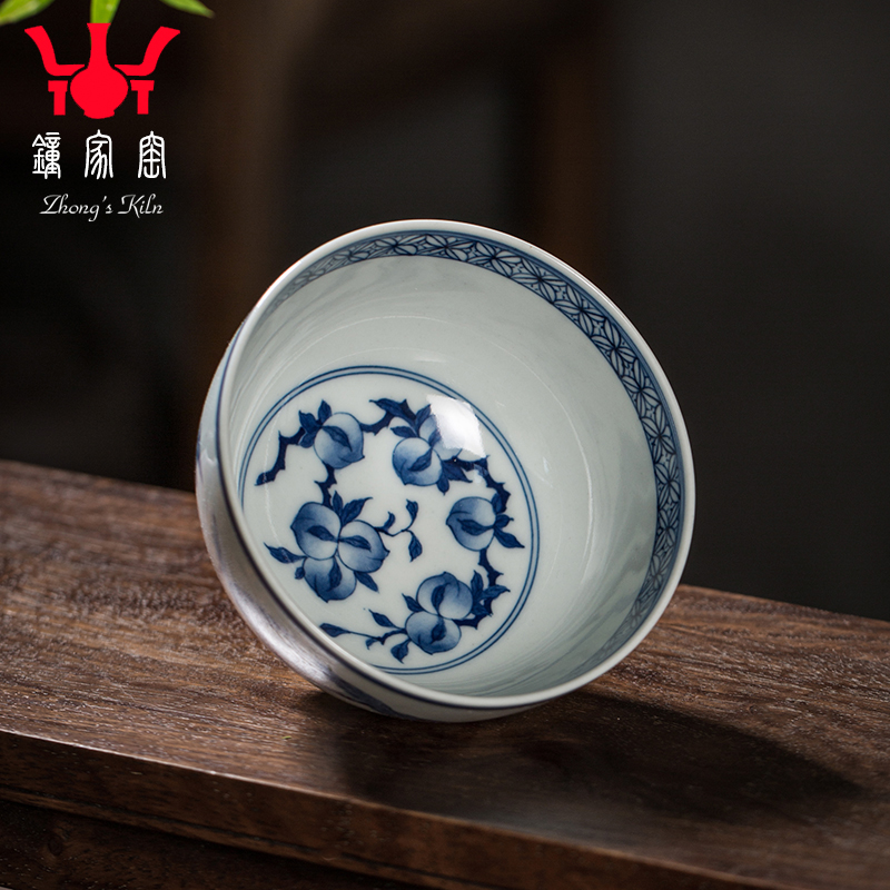 Clock home trade, one cup of single CPU jingdezhen blue and white maintain all hand cranes peach ceramic cups cups male