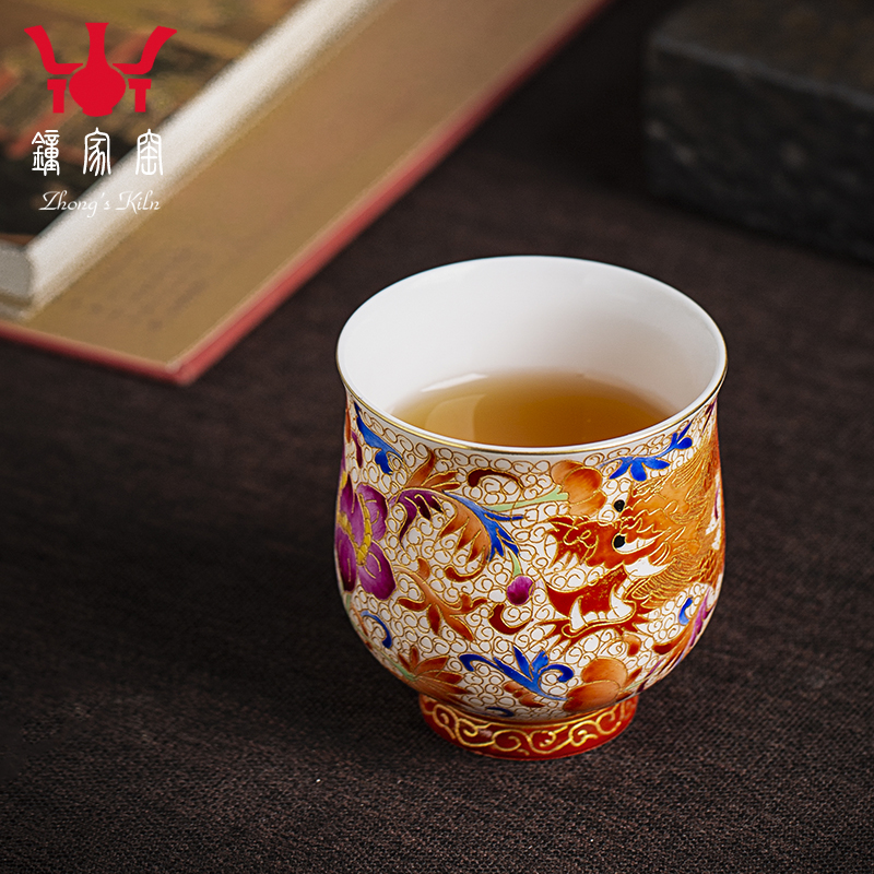 Clock at jingdezhen up fragrance - smelling cup wire inlay enamel see manual dragon cup master cup kung fu tea cup tea cup