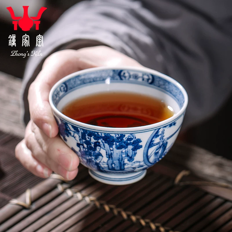 Синий фарфоровый чайник мастер, чашка чайная чашечка Jingdezhen, ручная роспись голубой и белый, керамика, чашка