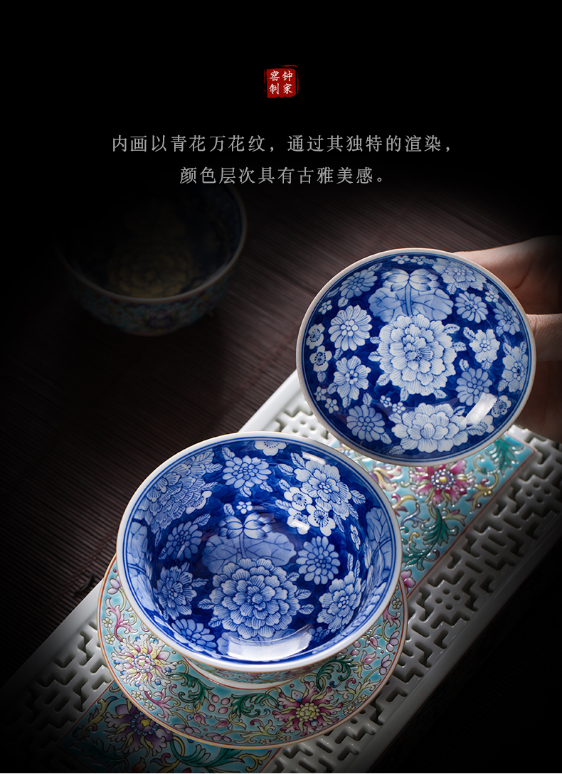 Clock home up with jingdezhen ceramic tureen bowl with a single hand colored enamel large with cover to cup tea bowl