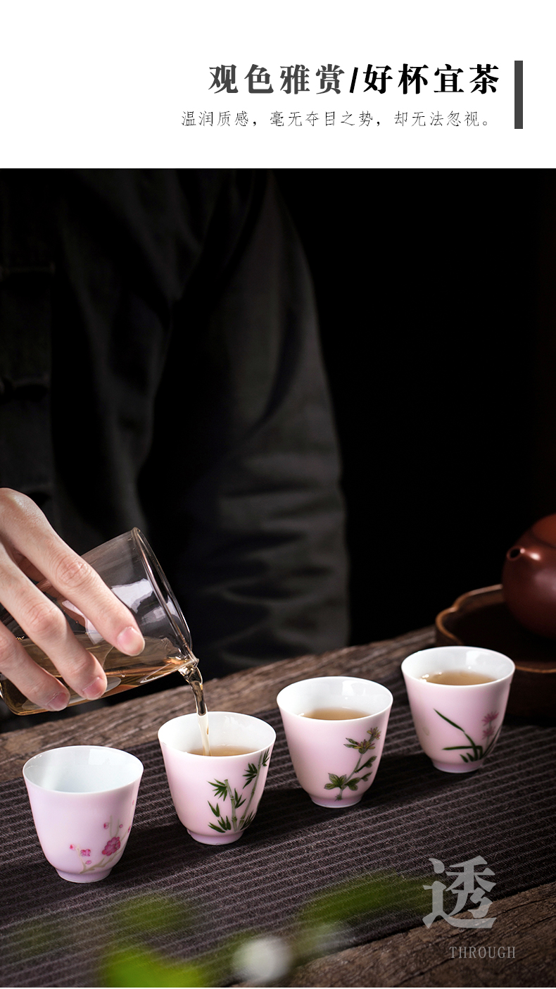 Small clock home up jingdezhen porcelain cups hand - made pastel by patterns cup single master sample tea cup bowl