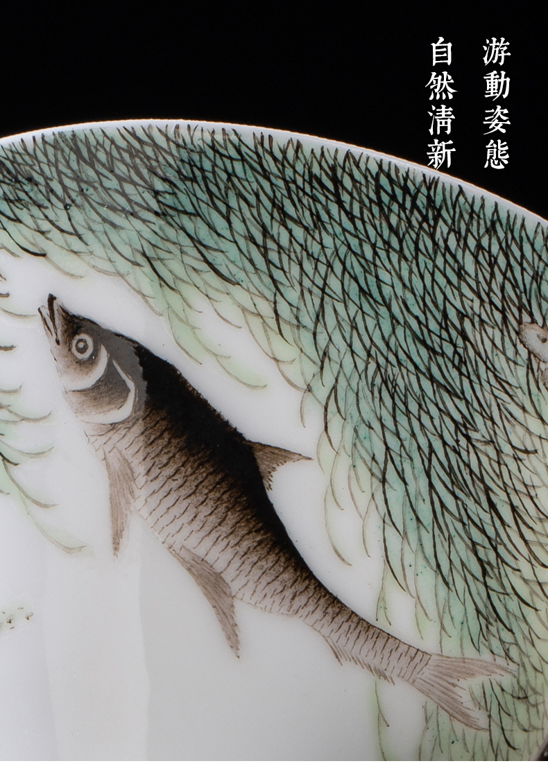 Clock home up jingdezhen hand - made every year more than carp master cup set of kung fu tea set a tureen two cups of suit
