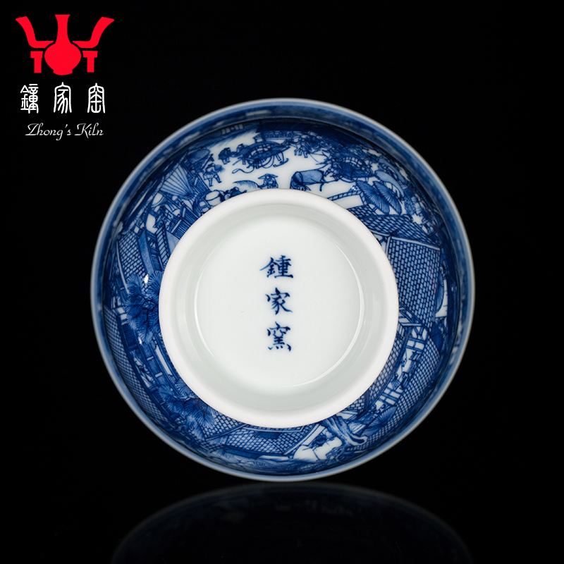Have blue and white porcelain up jingdezhen porcelain cups maintain master cup single hand - drawn cup classic qingming scroll