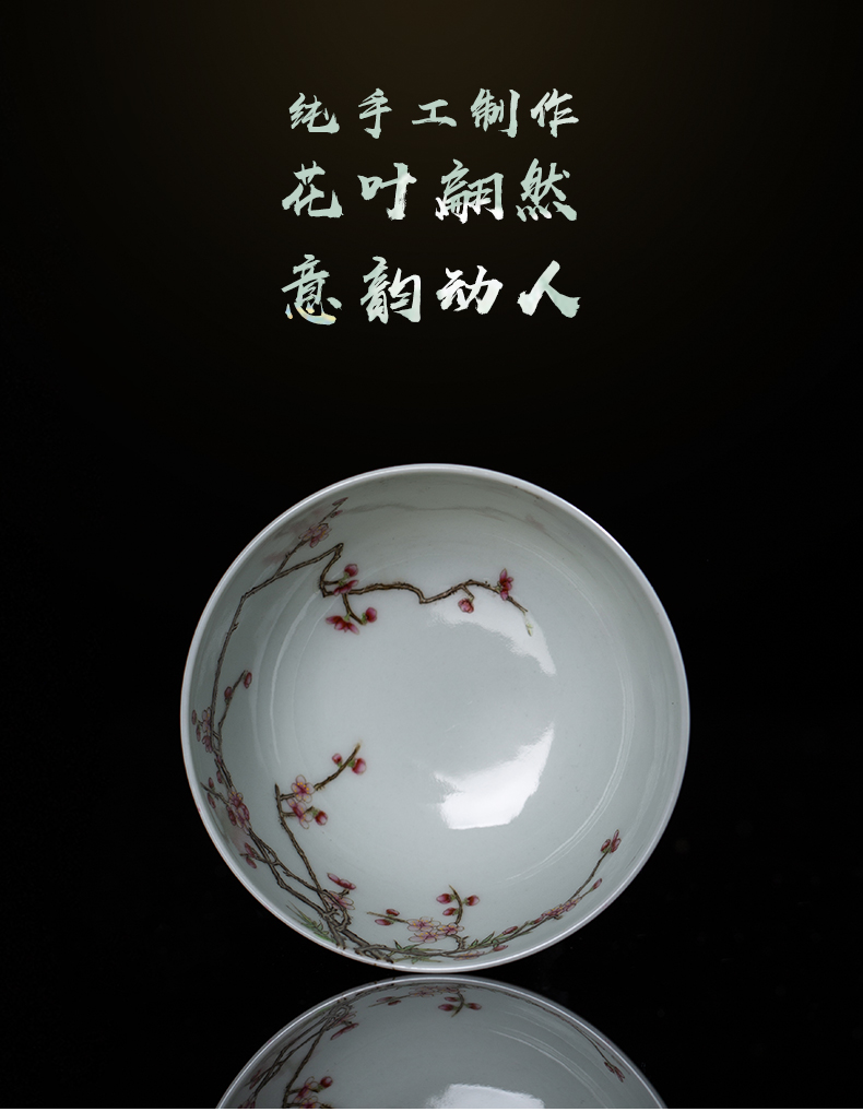 Clock home jingdezhen up tureen tea cup set manual tea colored enamel high - end prosperous flower is a tureen two cup