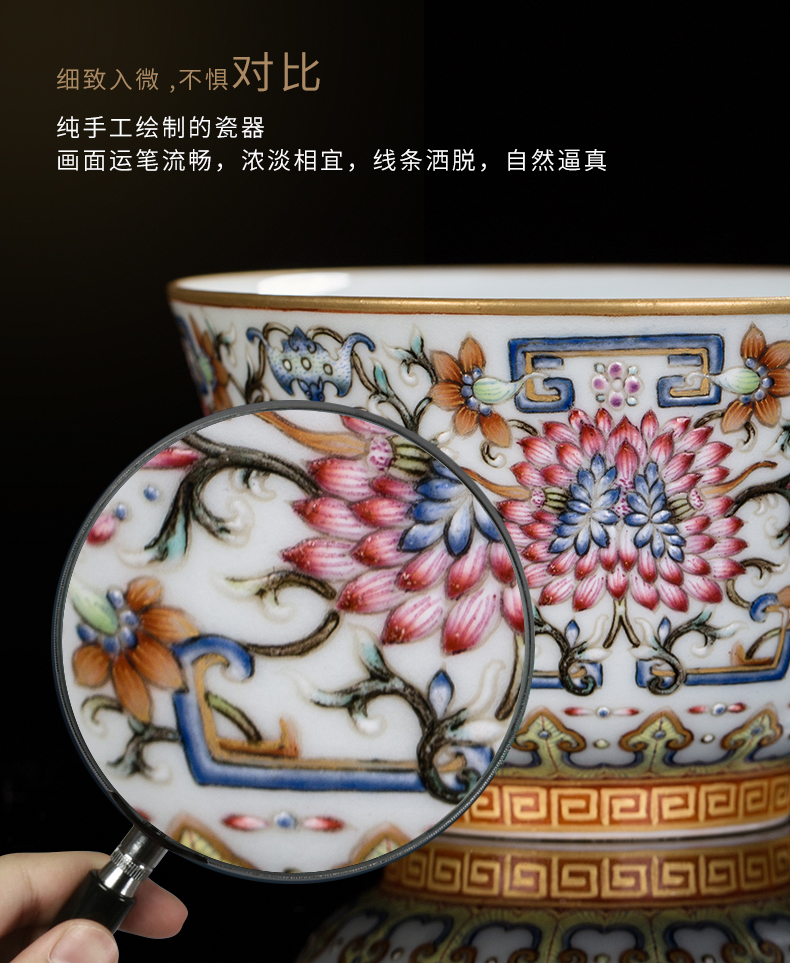 The Set of tea tea Set clock home up jingdezhen high - grade enamel around branches full grain a tureen 2 cups from the household