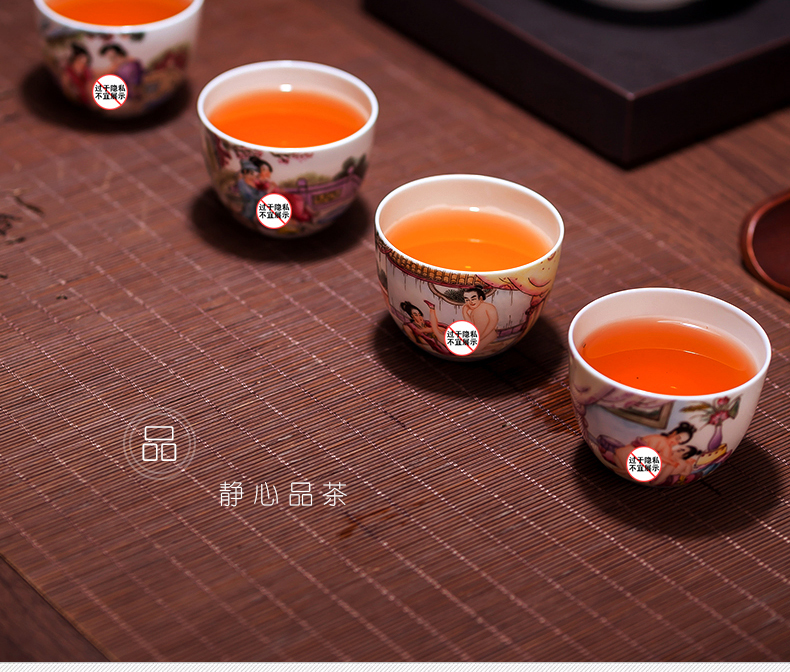 Jingdezhen ceramic sample tea cup hand - drawn characters noggin powder enamel craft master cup single CPU personal kung fu tea set