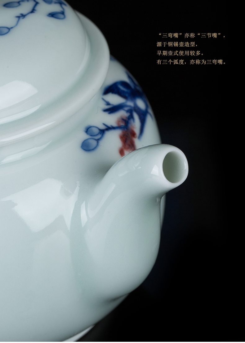 Teapot clock home up jingdezhen blue and white maintain Teapot manual youligong painting of flowers and tea pot ceramic pot