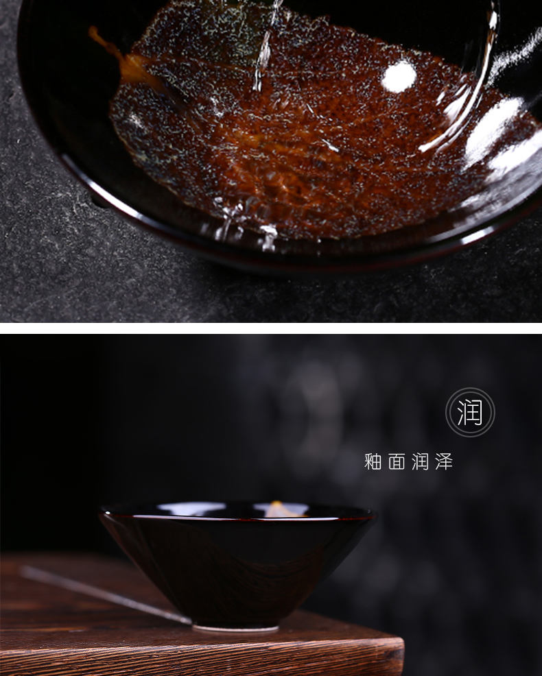 Clock at jingdezhen up konoha lamp that kung fu tea set manually jizhou up ceramic cup temmoku oil - lamp can build master CPU