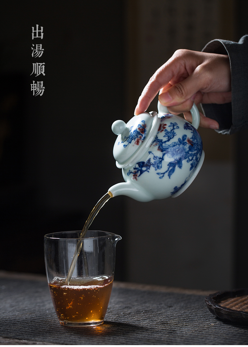 Teapot clock home up jingdezhen blue and white maintain Teapot manual youligong painting of flowers and tea pot ceramic pot