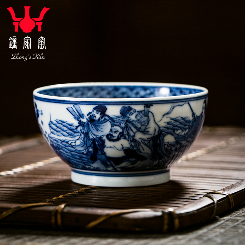 Zhong Jiayao Ceramics Tea Cup Jingdezhen Qinghua Chai Kiln Hand-painted Figure Eight Fairy Oversea Owner's Cup Single Cup Personal Cup