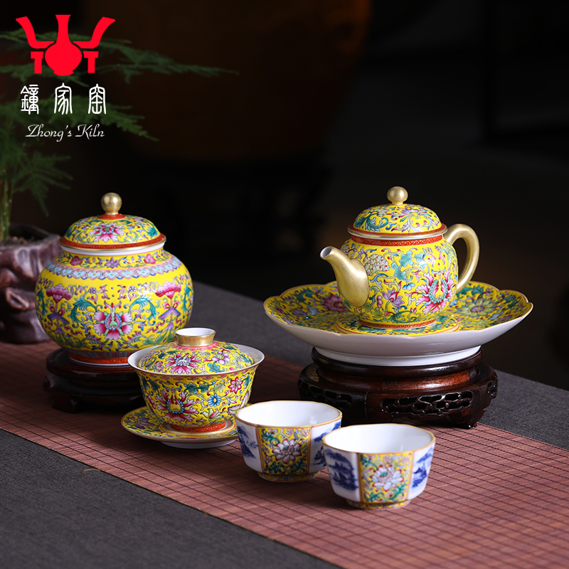 Clock home sealed as cans of jingdezhen ceramic up caddy fixings tea pot storage tanks hand - made colored enamel tea pot