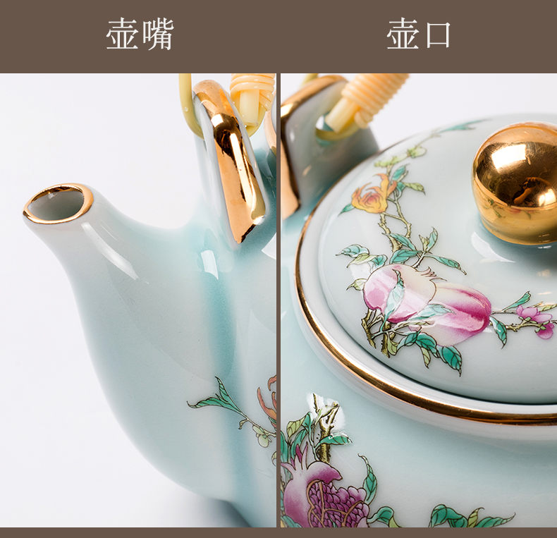 Clock home up enamel see kung fu tea set 6 piece have the teapot tea tray was a visitor of a complete set of jingdezhen tea service office