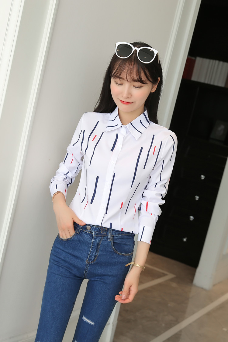 Áo sơ mi nữ tay dài 2018 xuân hè mới Áo voan nữ phiên bản Hàn Quốc của chiếc áo tự nhiên mỏng manh cỡ lớn. áo sơ mi trắng nữ đi học