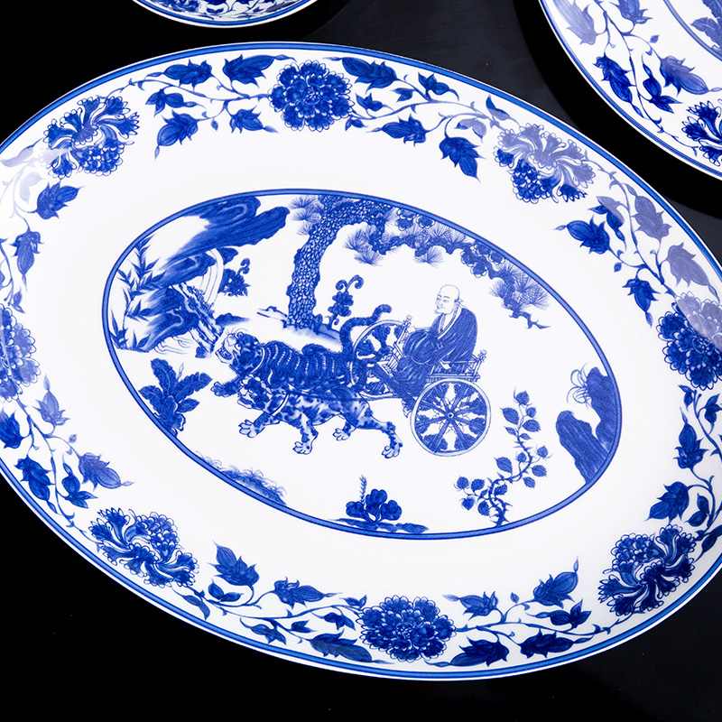 Jingdezhen ceramic dishes suit dinner set of dishes household of Chinese style simple blue and white porcelain bowls ipads porcelain tableware