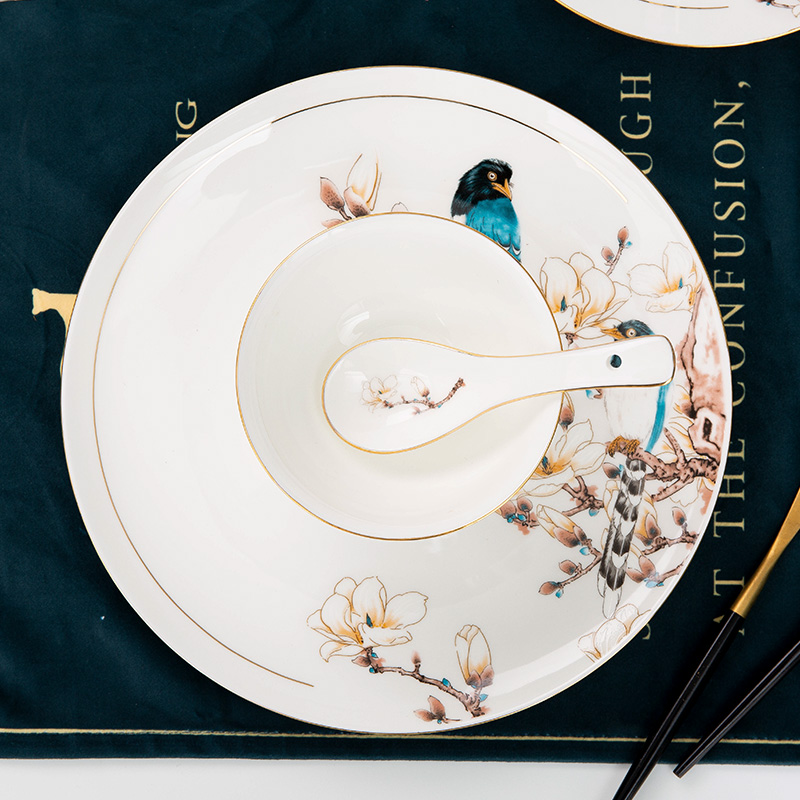 Jingdezhen ceramic household European contracted ipads China dinner set bowl chopsticks ceramics Chinese plate combination