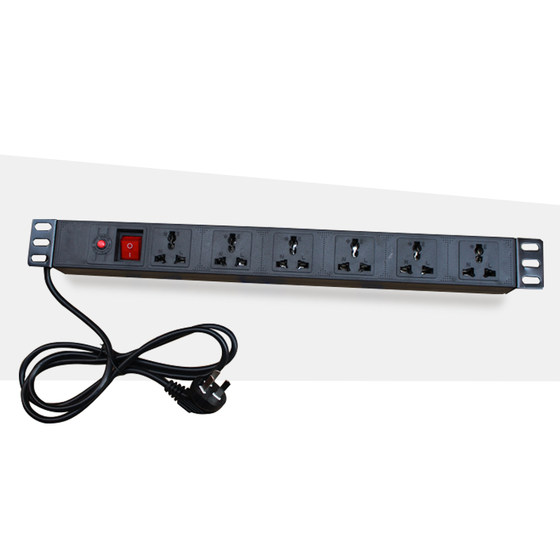 Cabinet row plug PDU cabinet socket 19-inch PDU power supply network cabinet power supply 6-bit black household power strip