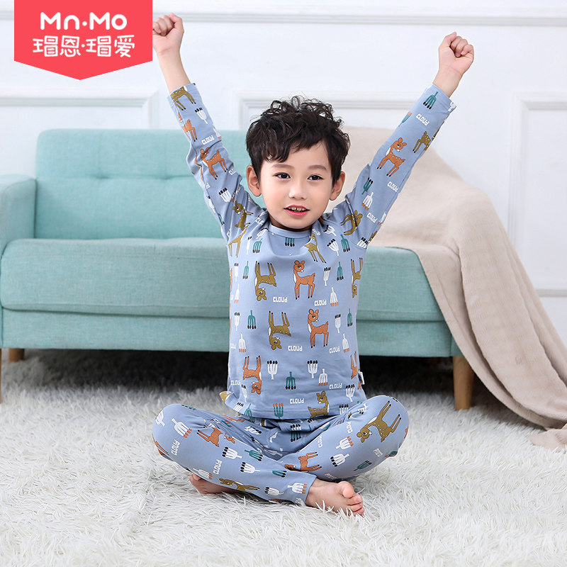 Mao En Mao love children's underwear set spring and autumn boys thin section big children's autumn clothes long johns boys baby cotton sweater