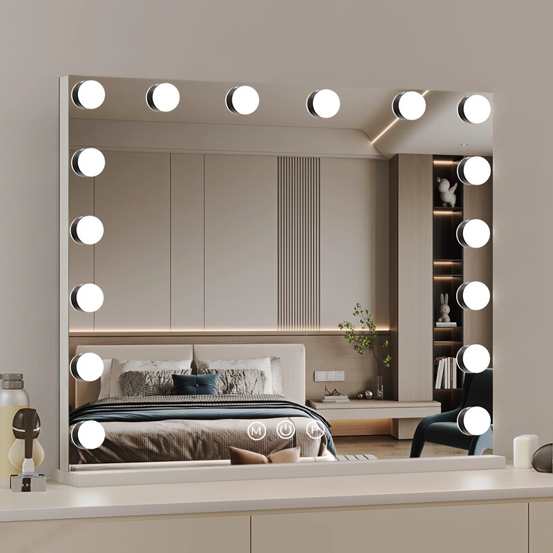 Internet-Famous Lighted Vanity Mirror, Desktop Led Bulb Square Makeup Mirror, Home Dormitory Beauty Fill Light Mirror