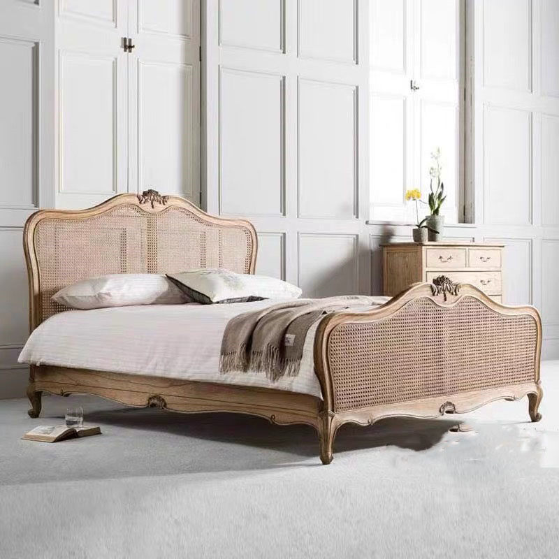 Min Juku New Solid Wood Customizable Fields Garden Countryside Sculpture Flower Chvine Eu Style Neoclassical Wedding Bed Bedroom Double Bed