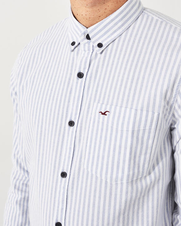 Hollister Chính hãng AF Mỹ HCO Seagull Mùa xuân và Mùa thu Nam Mới Áo sơ mi Oxford màu rắn Áo sơ mi dài tay - Áo áo sơ mi hàn quốc