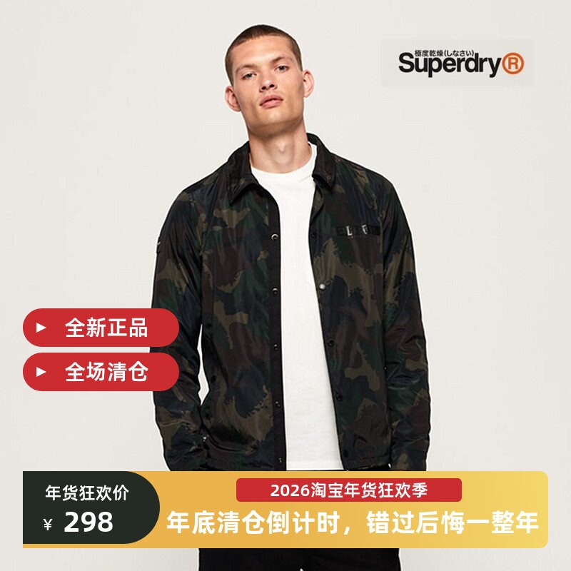 Superdry Genuine Extreme Dry Men's Spring and Autumn New Fleece Casual Mid-Length Coach Jacket Coat