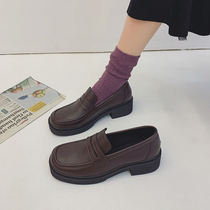 Small leather shoes female Inn Wind 2022 Summer season New coarse heels Thick Bottom College Wind Art Day Ensemble Jk Uniform Single Shoes