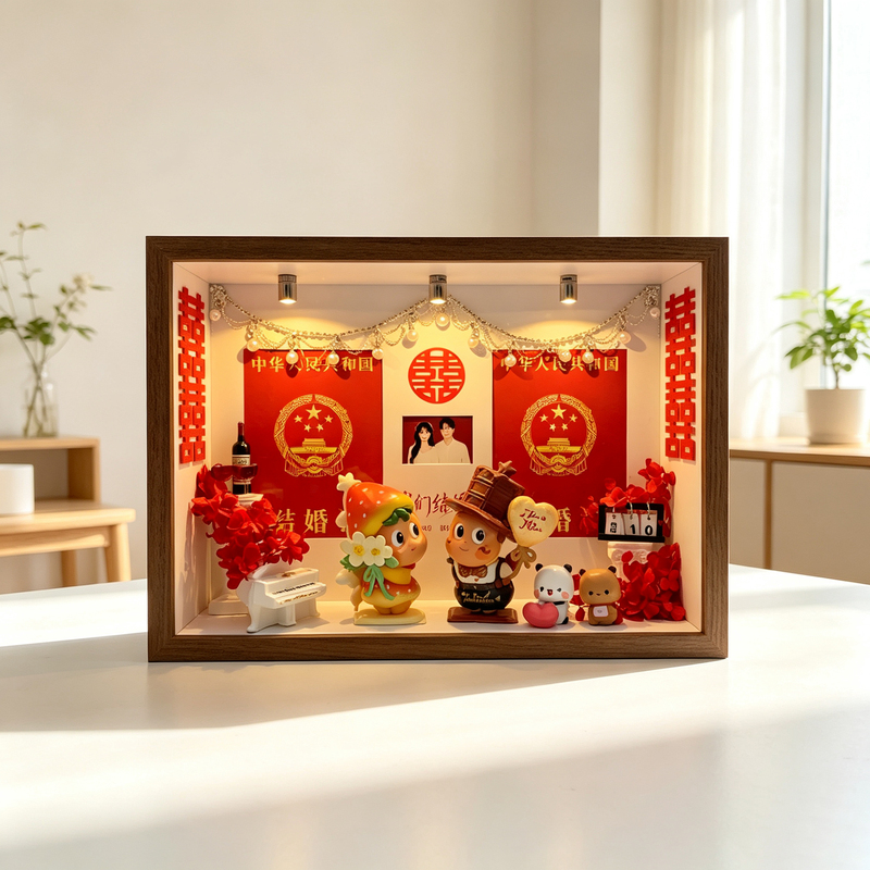 Wedding Certificate Display Box, Star-Themed Couple, DIY Photo Frame, Blind Box Ornament, Wedding Gift for Friends and Besties