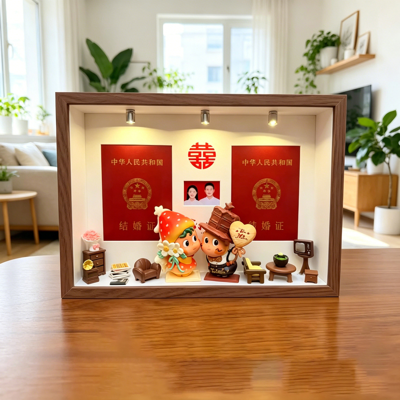 Wedding Registration Photo Display Stand, Wedding Photo, Marriage Certificate, High-End Photo Frame, Anniversary Creative Decoration Arrangement, Ornaments Wedding Registration Photo Display Stand, Wedding Photo, Marriage Certificate, High-End Photo Frame, Anniversary Creative Decoration Arrangement, Ornaments