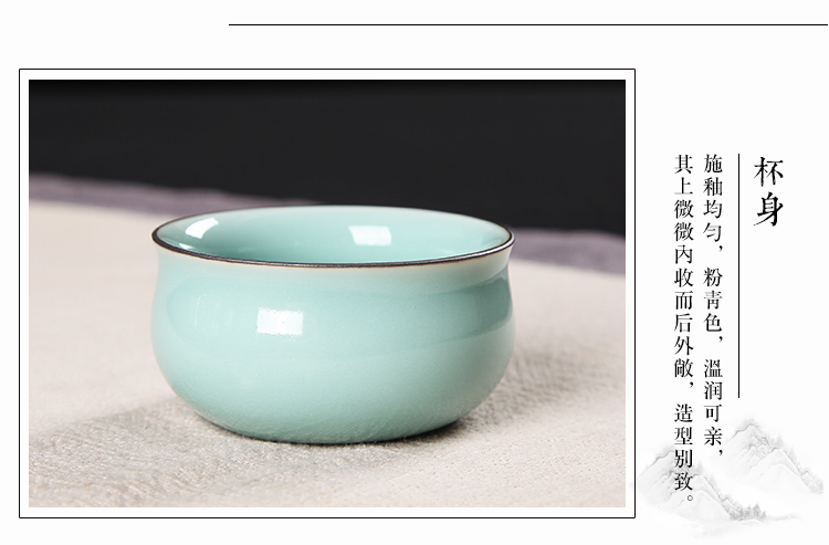 Ge Yao Pin Cup Longquan Celadon Master Cup Cốc đơn gốm Chén gốm Kung Fu Trà đặt Ice Cracked Tea Bowl bình pha trà giữ nhiệt lock&lock