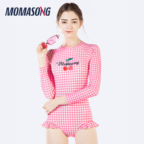 Momasong Swimsuit 2021 New Fashion Conjoined Veil Slim Swimsuit Woman Long Sleeve Conservative Swimsuit