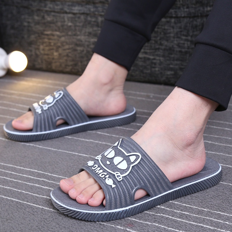 (Large size 36-51 thick bottom) Large size slippers men's home lovers non-slip home bathroom slippers women