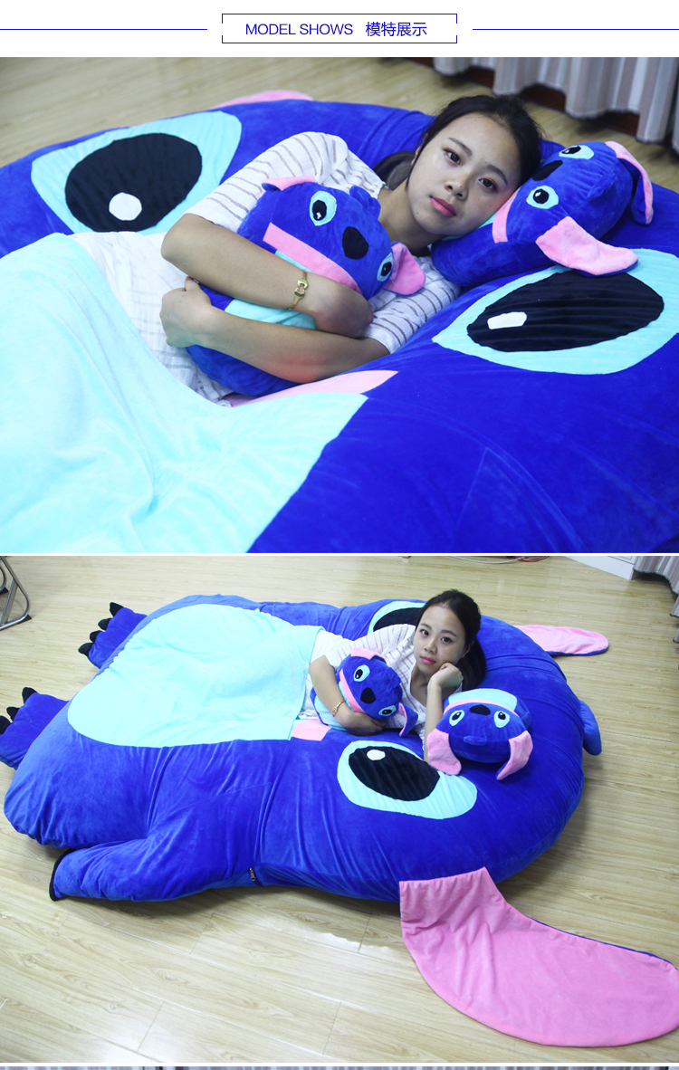 Stitch phim hoạt hình dễ thương lười biếng nệm nệm dày có thể giặt được lười biếng giường ngủ tầng đôi - Nệm nệm nhỏ