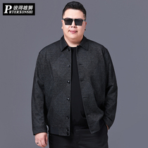 Fat guy spring and autumn coat plus size mens fat big middle-aged jacket fat dad dress lapel button jacket