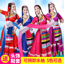 Tibetan dance performance clothing female Tibetan clothes ethnic minority long dress water sleeve ethnic wind performance out of a large swing dress