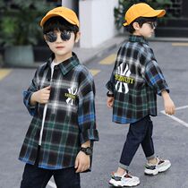 Boy shirt long sleeve spring autumn thin jacket 4 years old Children 5 fashion 6 plaid 7 shirt 8 little boy 9 handsome gas 10 tide