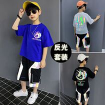 Boys  suit Cool summer clothes reflective two-piece set 6 years old 7 children 8 foreign style 9 middle and older children 10 Summer 12 Clothes 15