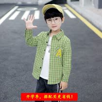  Boys  shirt plaid new 6-year-old children 7 boys 8 long-sleeved 9 green 10 autumn 12 middle and older children 13 shirt 15