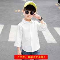  Boys white shirt long-sleeved thin section 4-year-old children 5 boys 6 middle and older children 7 Fashion 8 handsome 9 solid color 10 shirt 12