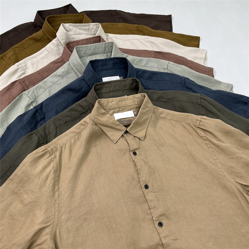 Portuguese Light Luxury Men's Short-Sleeved Shirt, Washed French Linen, Loose Fit, Solid Color, Old Money Style Shirt Portuguese Light Luxury Men's Short-Sleeved Shirt, Washed French Linen, Loose Fit, Solid Color, Old Money Style Shirt