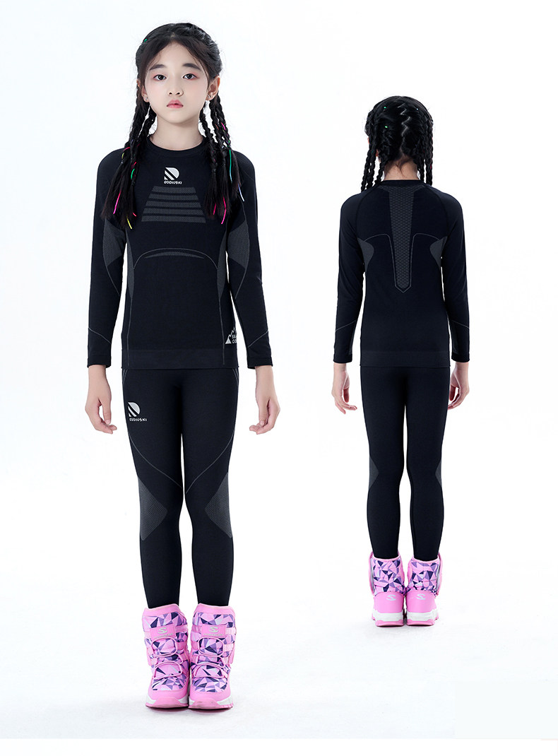 джемпер oddivski儿童滑雪速干衣男女童透气排汗保暖打底抗菌功能内衣套装