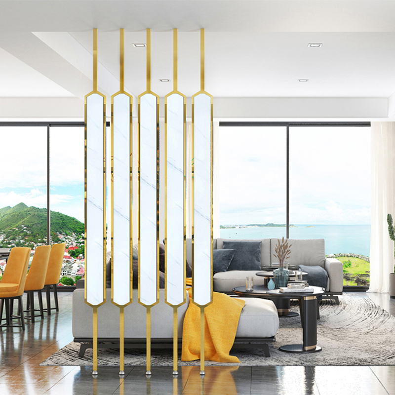 Light extravagant Changhong glass screen modern minimalist wind stainless steel flower lattice decoration Xuan guan single metal partition custom-made-Taobao