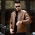 Áo khoác da nam cổ trung niên cổ áo khoác da ngắn bằng da cừu top 2018 mùa xuân và mùa thu nam áo khoác da nguyên chất áo da lộn nam Quần áo lông thú