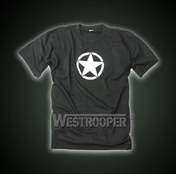 westrooper short-sleeved T-shirt men's cotton black American white star 180g original 39 is now special 15 9 yuan